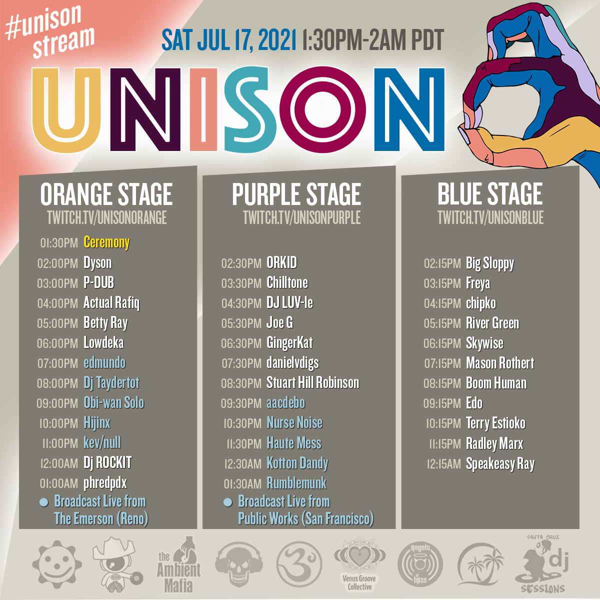 Unison 8 Saturday Lineup